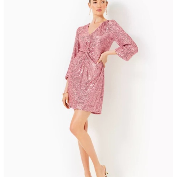 Lilly Pulitzer Estrella Conch shell Pink Sequin  Dress - Picture 4 of 7